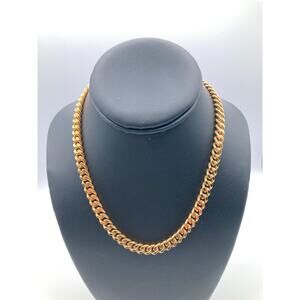 Vintage Classic Gold Tone Cuban Link Chain Curb Chain Spring Ring Clasp Jewelry